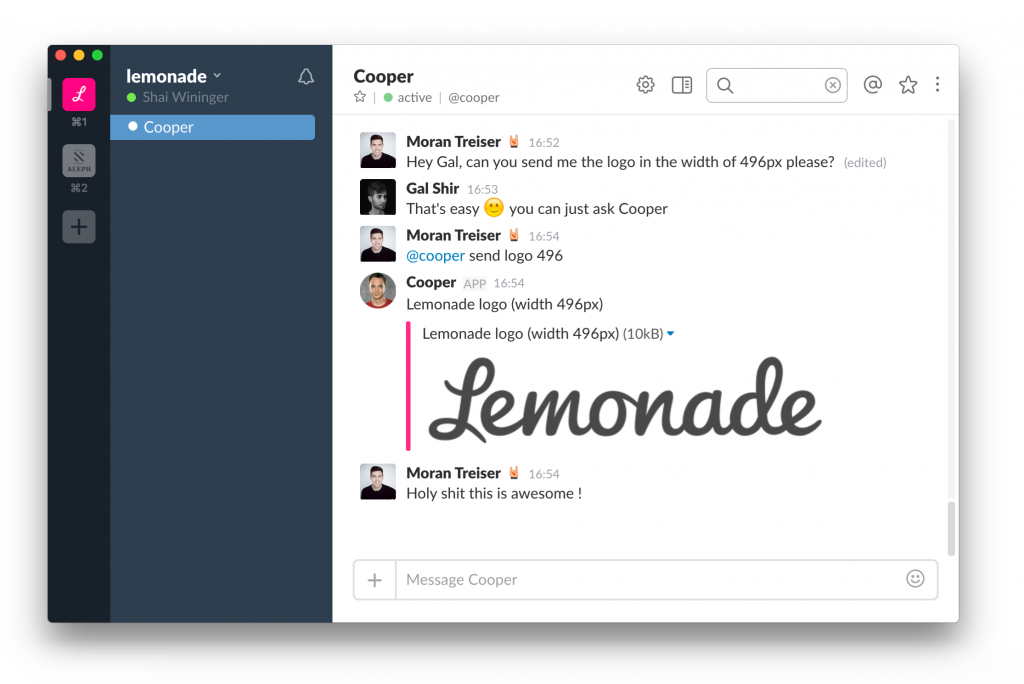 Cooper - Lemonade's AI bot in action